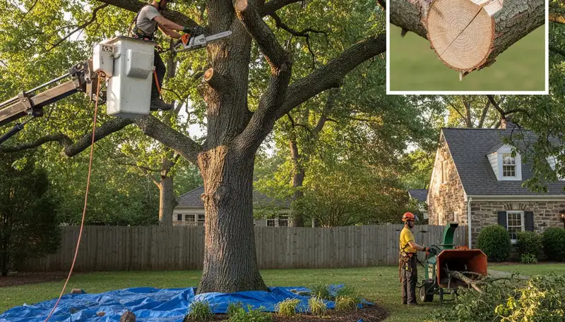 Arborist removing deadwood and trimming branches for safe, healthy trees in Easton, PA