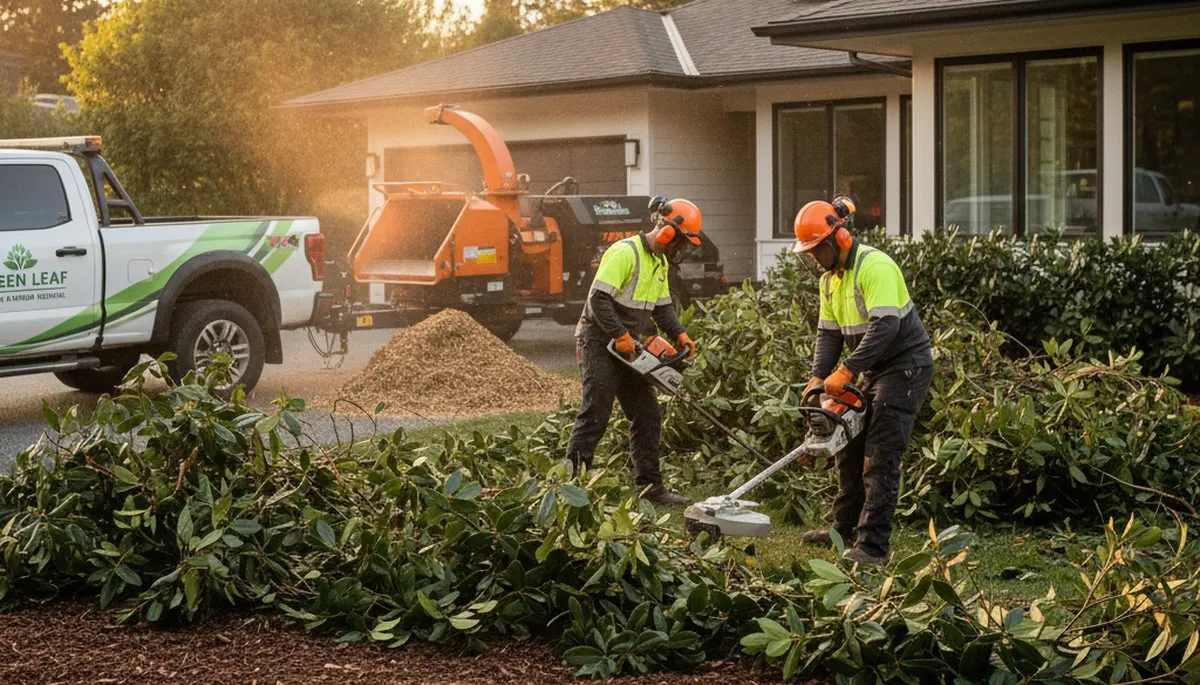 Professional shrub removal service in Easton, PA clearing overgrown landscape shrubs safely