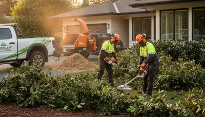 Professional shrub removal service in Easton, PA clearing overgrown landscape shrubs safely