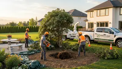 Professional shrub removal team clearing overgrown bushes in Easton, PA yard