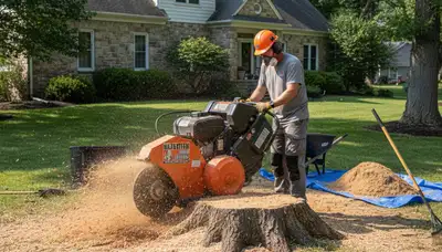 Professional stump grinding service removing tree stumps in Nazareth, PA near Easton tree experts