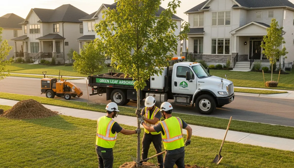 Arborist planting new tree in Easton PA yard for Chop Chop Tree professional tree planting service
