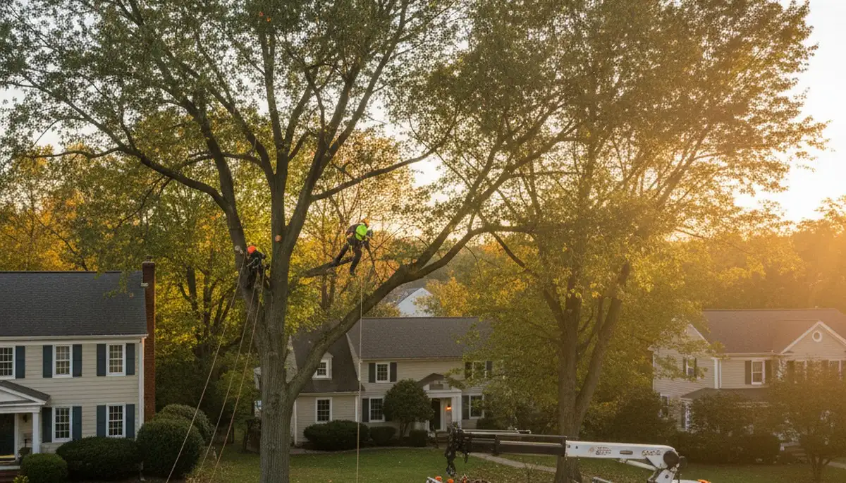 Professional tree removal service in Easton PA safely clearing large oak trees