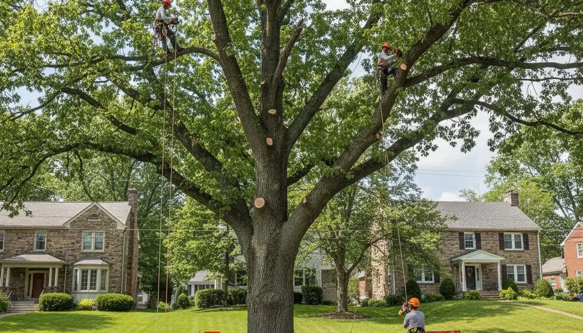 Professional tree removal service in Easton, PA safely cutting and clearing large residential trees