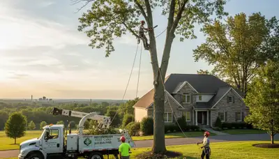 Professional tree removal service in Easton, PA removing large oak safely
