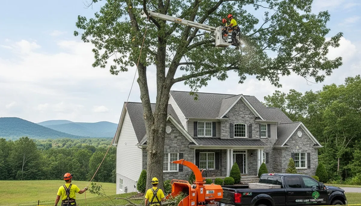 Professional tree removal service crew at work in Easton, PA