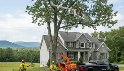 Professional tree removal service crew at work in Easton, PA
