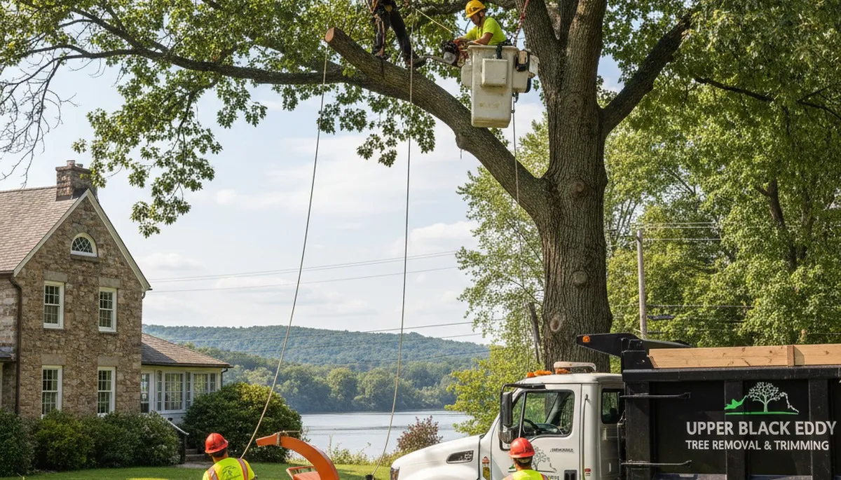 Professional tree removal service in Easton PA safely cutting and clearing large residential trees