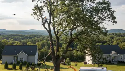Professional tree removal service crew working in Easton, PA yard