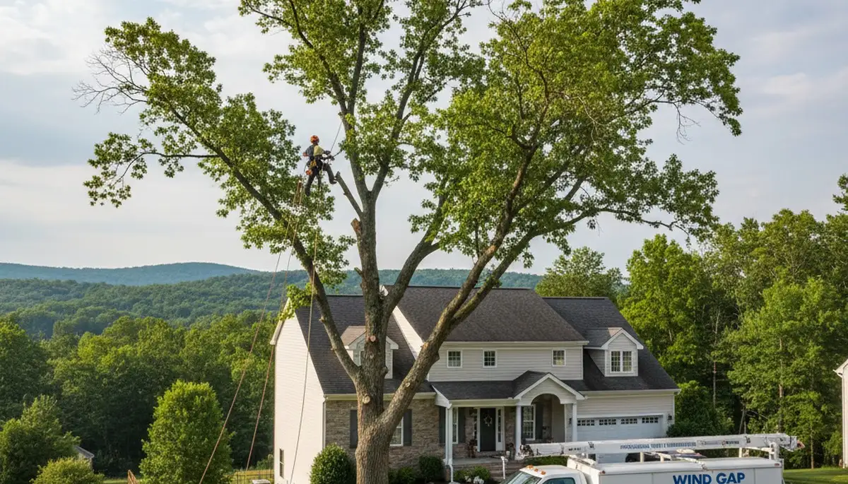 Professional tree removal crew working safely in Easton, PA for eastontreeservice.com